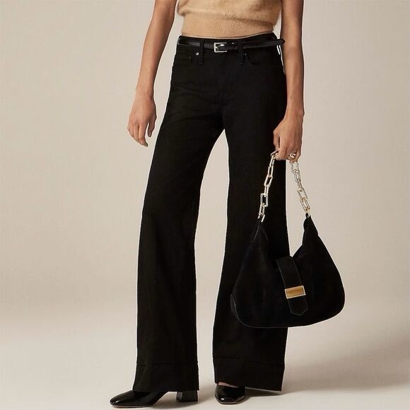 J.Crew NWT tall Low-rise denim trouser in 1996 semi-stretch in black rinse T28 - Picture 1 of 15